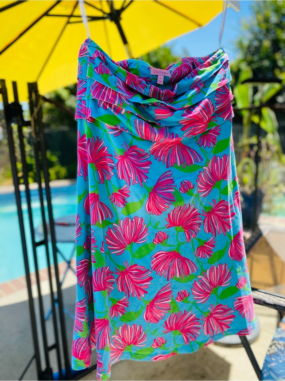 Lilly Pulitzer Strapless Floral Dress - Aqua, Pink, Green
